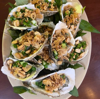 Hàu Nướng mỡ Hành